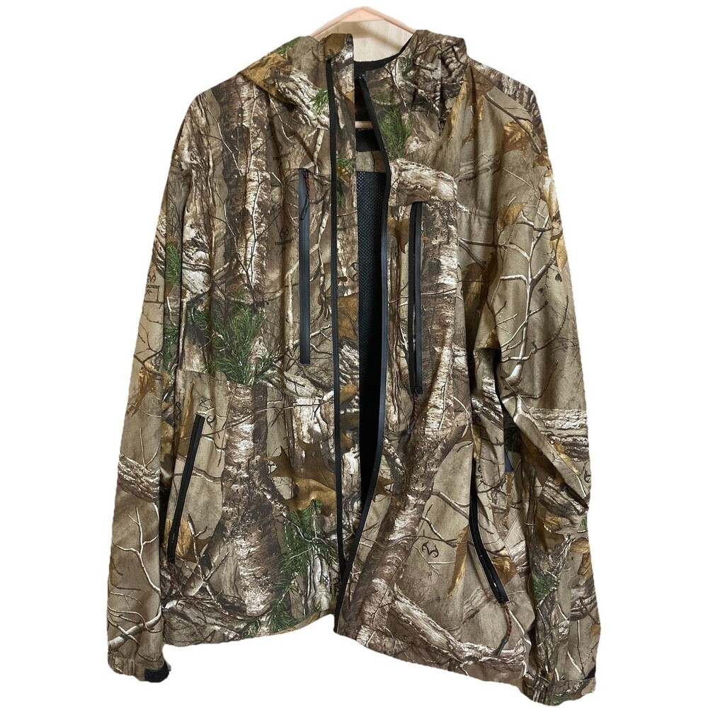 Realtree Sports AfieldXtra Camouflage Hunting Jacket Hooded L Adjustable Cuffs